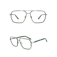 Monture de lunettes optiques métalliques pleine monture de haute qualité, style pilote, double pont, personnalisable pour usage quotidien OEM/ODM