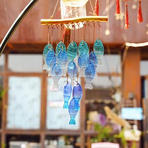 Campanas de viento de vidrieras de peces de mar azul colgantes para jardín al aire libre Patio y decoraciones de boda - Product Image 5