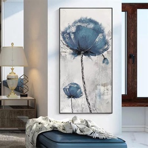 Decoración para Sala de Estar, Pintura <span class=keywords><strong>al</strong></span> Óleo 100% Pintada a Mano, <span class=keywords><strong>Flores</strong></span> Azules, Moderna, Abstracta, Grande, Cuadro Moderno de <span class=keywords><strong>Flores</strong></span> - Product Image 6