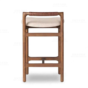 Taburete de <span class=keywords><strong>Bar</strong></span> de Estilo Retro Minimalista Nórdico Moderno con Cojín de Cuero Simple para Bares, Restaurantes, Cafeterías e Islas de Cocina - Product Image 6