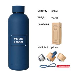 Custom Logo <b>500ml</b> Stainless Steel Double Wall Vacuum Flask Thermal Sports <b>Water</b> <b>Bottle</b> with Rubber Paint Matte Finish Outdoor - Product Image 2