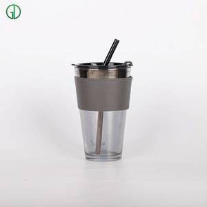 Taza de vidrio de borosilicato doble Guanshan, taza de <span class=keywords><strong>té</strong></span> transparente al vacío con aislamiento al vacío, con mango y paja - Product Image 1