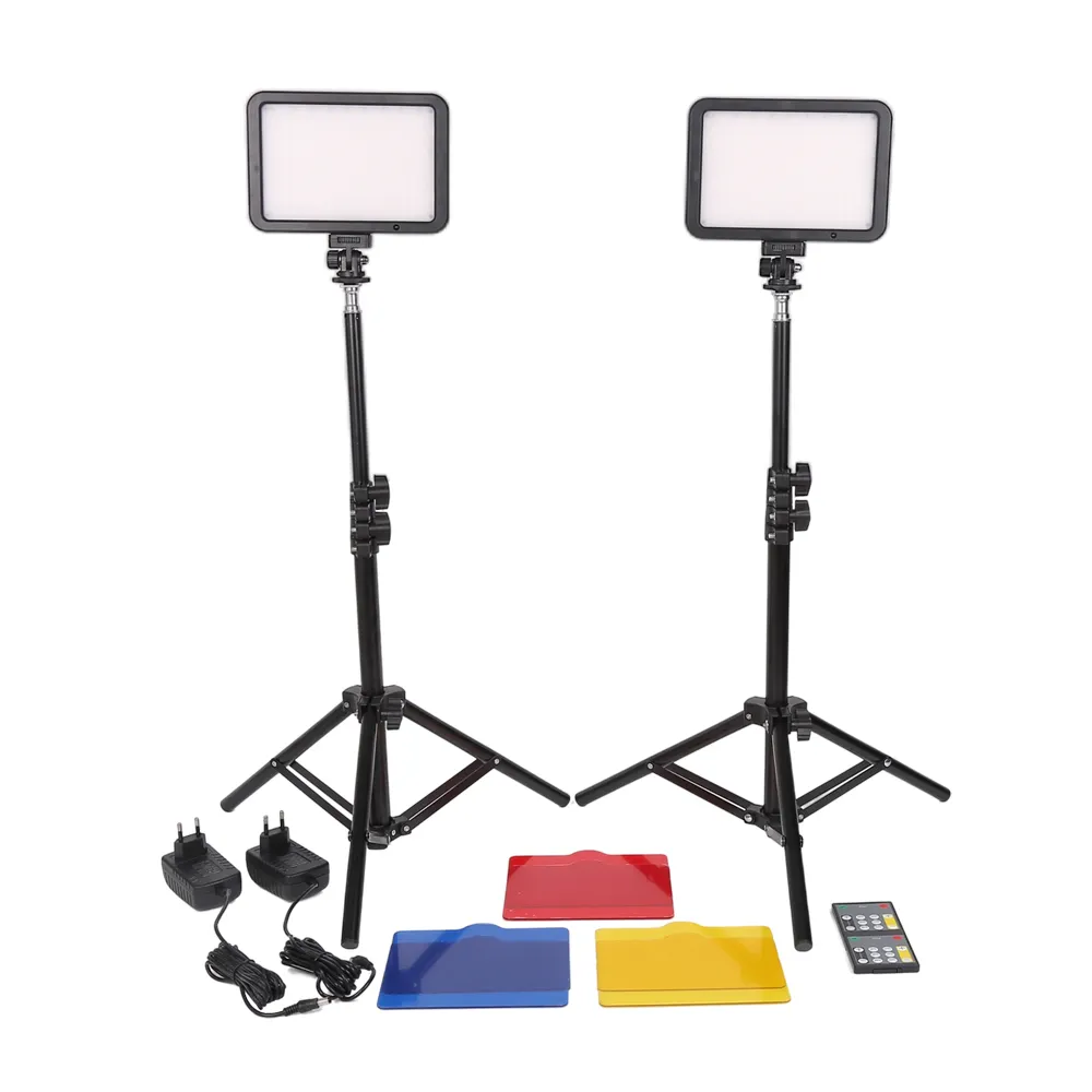 LED Video Light Panel Kit Studio lampe mit verstellbarem Stativ und Farbfiltern für YouTube-Video fotografie