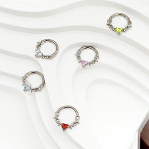 Aro de Titanio F136 con Recubrimiento PVD, <span class=keywords><strong>Plegable</strong></span>, con Segmento Articulado, para Perforación de Nariz, Venta al por Mayor - Product Image 1