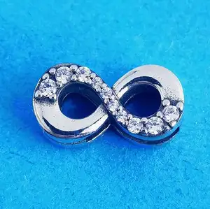 Terbaru Tiba Penjualan Laris 925 Perak Berkilau Infinity Klip Refleksi Pesona Grosir untuk Pembuatan Perhiasan DIY
