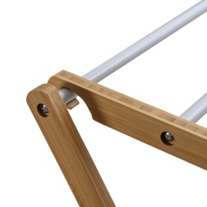 Séchoir à linge pliable à 3 niveaux, type sol, en acier et <span class=keywords><strong>bambou</strong></span>, extensible, pour salle de bain - Product Image 5