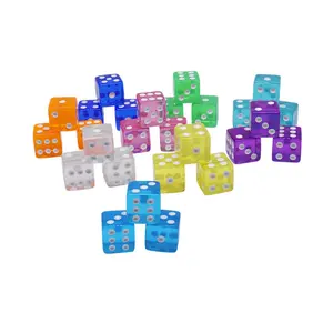 Bán buôn 16mm Acrylic xúc xắc tùy chỉnh D6 đầy màu sắc trong suốt đa diện trò chơi sáu mặt vuông xúc xắc