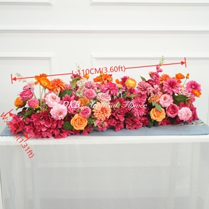 Thiết Kế Mới Phổ Biến Nhân Tạo Hoa Runner Chất Lượng Cao 60Cm-200Cm Màu Hồng Lụa Rose Flower Runner Bàn Đám Cưới - Product Image 5