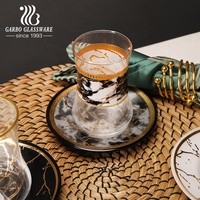 Ensemble de tasses à thé et soucoupes en verre de style arabe du Moyen-Orient, ensemble de tasses à thé noir turques pour le mois de Ramadan, service de thé et de café