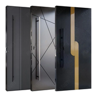 Portes d'entrée pivotantes de luxe en acier inoxydable brillant et aluminium moulé, design antivol, garantie 5 ans pour les maisons extérieures modernes