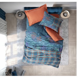 Cotton Box <b>Single</b> Duvet Cover <b>Set</b> for Teen Rooms Striped Pattern Pleds Cinnamon Woven Washed Technique for Home <b>Bedding</b> Wedding - Product Image 3