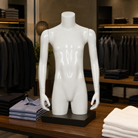 Mannequin Homme Sans Tête Demi-Corps en Plastique Blanc Brillant Grande Taille Torse Adulte Présentoir pour Chemises Vestes Costumes Mode