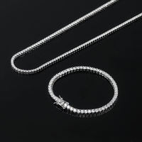 MON01 Prix d'usine en gros Collier chaîne tennis en argent sterling 925 entièrement pavé de moissanite VVS 2mm 3mm 4mm 5mm