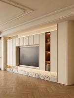 Meuble TV en aluminium de qualité supérieure, design moderne avec rangement, étanche, antirouille, ignifuge, taille personnalisée, pour toute la maison, idéal pour les villas