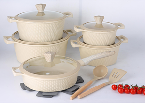 Fabrika Doğrudan Satış Döküm Alüminyum Klasik Yapışmaz 15 Parça Tencere Tava Seti İndüksiyonlu Ocaklar İçin Uygun Minimum Sipariş Adedi 2 Set Yemek Pişirmek İçin - Product Image 4