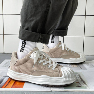 Baskets en toile épaisses noires et blanches à lacets, bout rond, semelle extérieure en caoutchouc respirante, chaussures de marche toutes saisons - Product Image 4