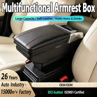 Boîte d'accoudoir de voiture auto-adaptable AC-485 |   Organisateur universel en cuir pour console centrale |   Repose-coude automatique grande capacité