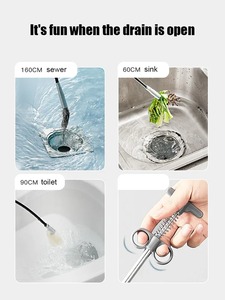 Attrezzo per Disotturazione Scarichi <span class=keywords><strong>Cucina</strong></span>, Sblocco Capelli e Impurità, Spirale a Molla per <span class=keywords><strong>Tubi</strong></span> in Acciaio Inossidabile e Plastica - Product Image 4