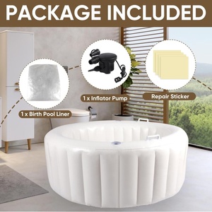 Piscine de naissance gonflable en PVC 65*55*26 pouces avec quatre poignées et siège amovible pour accouchement à domicile, piscine multifonctionnelle pour la relaxation - Product Image 3