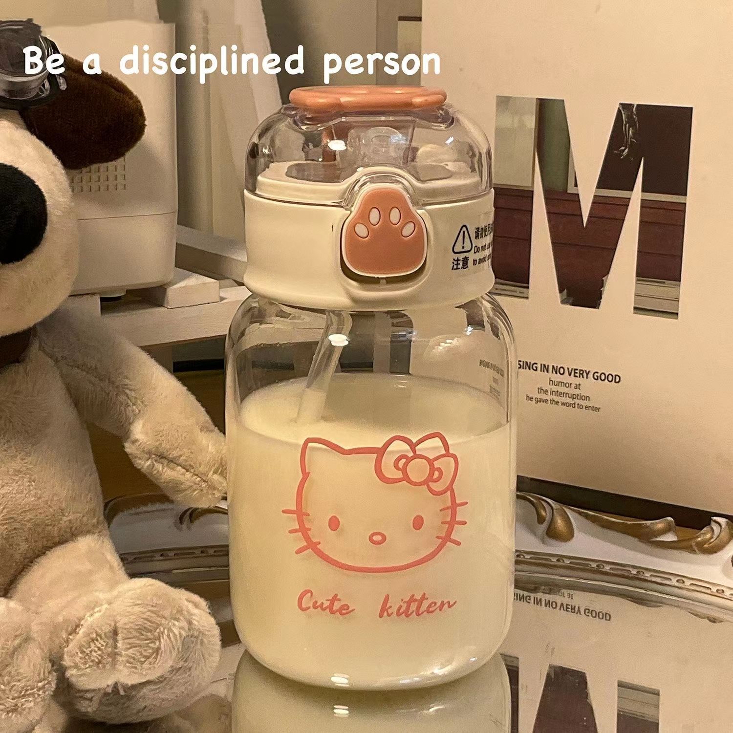 Zampa di gatto paglia tazza rosa KT Cat