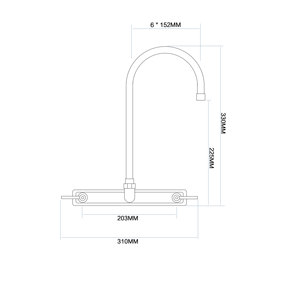 Grifo de Cocina de Pared con Doble Manija y Rotación de 360 Grados, Grifo Giratorio de Cuello de Cisne de 6 Pulgadas para Uso en la Cocina - Product Image 2