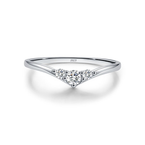 S925 Silver Minimalist Jewelry V-Shaped Moissanite Stackable <b>Dainty</b> Chevron Promise Elegant V-Curve CZ <b>Ring</b> - Product Image 1