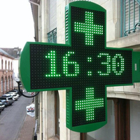 Écran LED d'extérieur double face couleur, programmable via application WiFi, pour enseigne de pharmacie verte en forme de croix