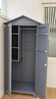 Armoire de rangement extérieure moderne en acier thermolaqué, étanche et résistante au soleil, avec porte à persiennes, pour équipement de pêche, outils de jardin et patio – Vente en gros