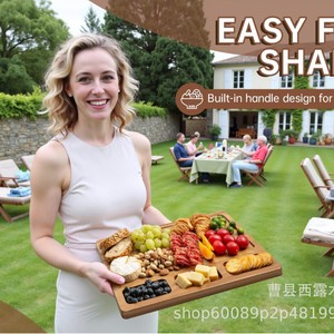 Juego de tablas de cortar de bambú, 3 piezas rectangulares con ranura para salsa, para uso en la cocina - Product Image 4