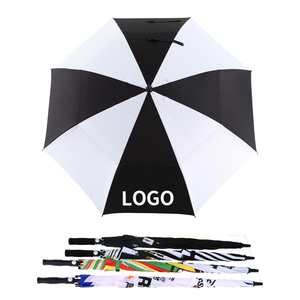 <span class=keywords><strong>Sombrillas</strong></span> de golf redondas en blanco <span class=keywords><strong>y</strong></span> negro de gran tamaño Paraguas dorado con protección UV con logotipo para adultos - Product Image 1