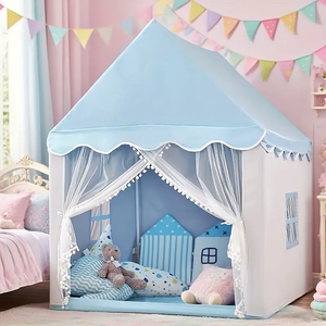 Grande tente bleue en forme de maison pour enfants Maison de jeu intérieure et extérieure pour garçons et filles - Product Image 1