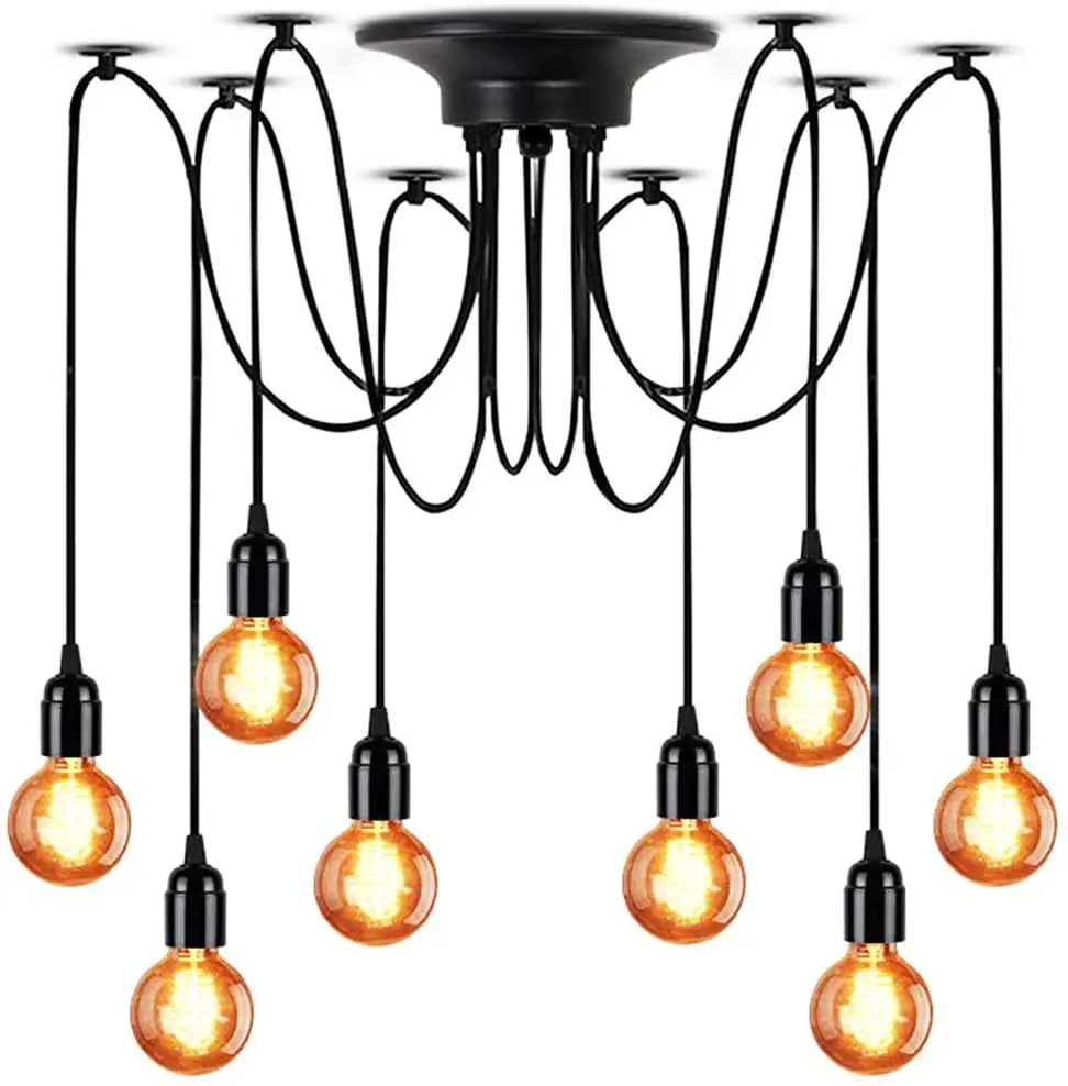 Multi pingente de lustre com Rodada Têxtil Fio Elétrico e E27 parafuso base de iluminação interior