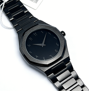 Montre classique minimaliste noire avec cadran arabe, <span class=keywords><strong>lunette</strong></span> octogonale, entièrement en acier inoxydable, étanche, pour homme, pour tous les jours - Product Image 4