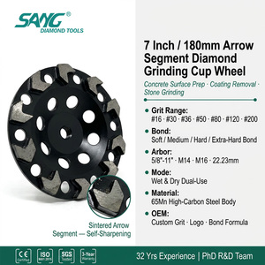 Disco Diamantato <span class=keywords><strong>a</strong></span> Segmenti <span class=keywords><strong>a</strong></span> Forma di Freccia da 7 Pollici (180mm) <span class=keywords><strong>per</strong></span> Rimozione di Rivestimenti in Calcestruzzo ed Epossidico, Preparazione Superfici, Compatibile con <span class=keywords><strong>Smerigliatrice</strong></span> Angolare - Product Image 1