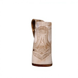 Beer <b>Mug</b> Water Drinking Horn <b>Gold</b> Rim Eco-Friendly Animal Theme Handmade Custom Size Artisan Craft Uttar Pradesh for Parties - Product Image 1