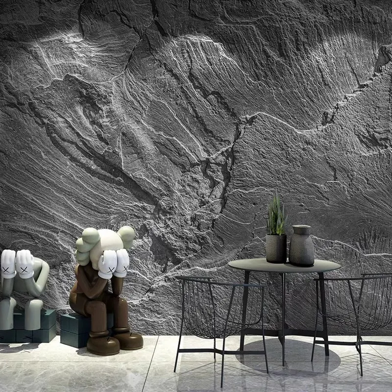 خلفية جدارية ذات ملمس حجري رمادي غامق، خلفية جدارية ذات ملمس حجري أسود