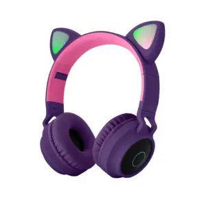 BT-028C 이어폰 접이식 무선 Led 빛 귀여운 고양이 귀 헤드폰
