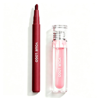 Ensemble Lèvres Marron : Gloss Lèvres Rose Lacté et Crayon Contour des Lèvres Rose Ultra Brillant Longue Tenue, Maquillage Lèvres Viral avec Logo Personnalisé