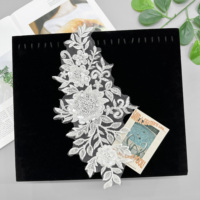 Applique florale brodée de sequins blancs pour robe de mariée, robe de soirée, embellissement de vêtement