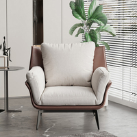 Fauteuil lounge en cuir de style italien moderne et luxueux, mobilier d'intérieur, fauteuil d'appoint minimaliste pour salon