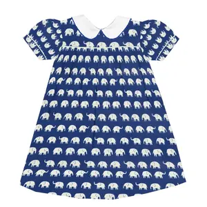 Bebek kız sevimli filler baskılı yazlık elbise
