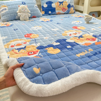 Matelas pliant en velours tissé à motif de dessin animé, coussin de lit non jetable pour la maison, literie d'hiver