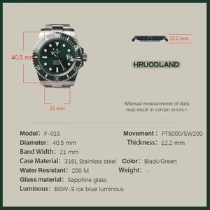 Hruodland 2025 Nouvelle Montre Automatique de Plongée pour Hommes Luxe Saphir Acier Inoxydable Étanche 20 Bar Lumineuse BGW-9 Reloj Hombre - Product Image 5