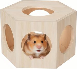 Escondite de Madera para Hámsteres Enanos, Casa para Animales Pequeños, para Cobayas, Geckos, Ratones y Ratas, Decoración de Hábitat para Reptiles y Anfibios - Product Image 1