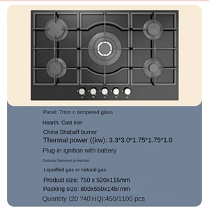 Built-in 4 Burner Gas OEM Indoor Tempered Glass Built-in Cooking Cooktop 5 Burner Gas Hobs Kitchen Appliances Gas Cooker Stove - Product Image 5