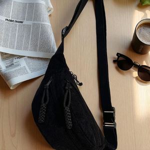 Keymay Custom Corduroy Letter Pattern Fanny Pack Portable Zip Crossbody Waist Bag Fashionable Unisex Casual Zipper Closure - Product Image 5