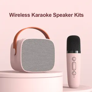 2023 New Popular Portable Multi-function Mini Dual Microphone Subwoofer Karaoke Machine Speaker With Wireless Microphone Player