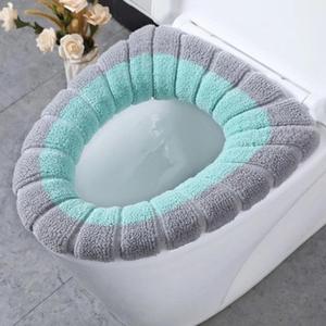 Tapis de toilette portable en tricot coloré, épais, lavable, anti-gel, housse de siège de toilette universelle, accessoires de salle de bain - Product Image 3