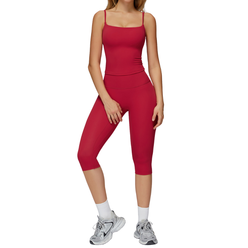 บราสีแดง+เลกกิ้งกลาง