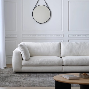 Wabi-sabi phong cách retro ba người sofa Cỡ Nhỏ Hàng thẳng với thiết kế có thể tháo rời bông vải gai dầu cho phòng khách - Product Image 5